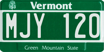 VT license plate MJY120