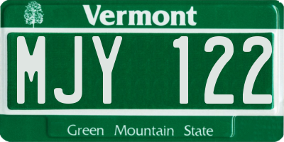 VT license plate MJY122