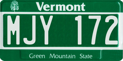 VT license plate MJY172