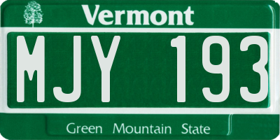 VT license plate MJY193