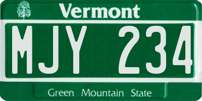 VT license plate MJY234