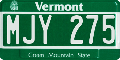 VT license plate MJY275