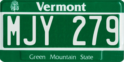 VT license plate MJY279