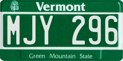 VT license plate MJY296