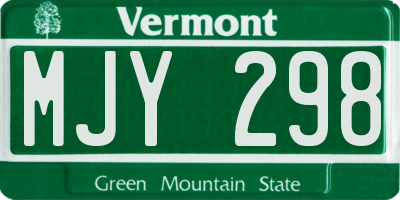 VT license plate MJY298