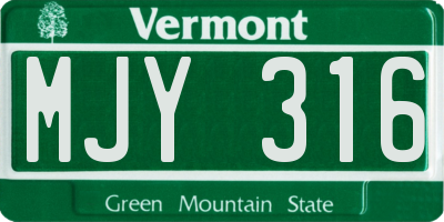 VT license plate MJY316