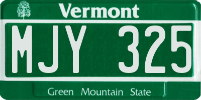 VT license plate MJY325