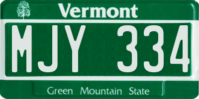 VT license plate MJY334