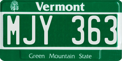 VT license plate MJY363