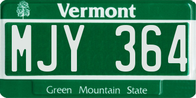 VT license plate MJY364