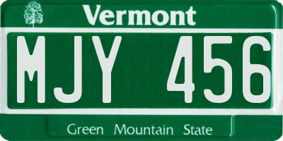 VT license plate MJY456