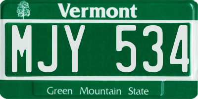 VT license plate MJY534