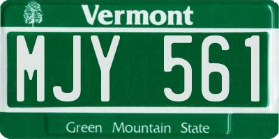 VT license plate MJY561
