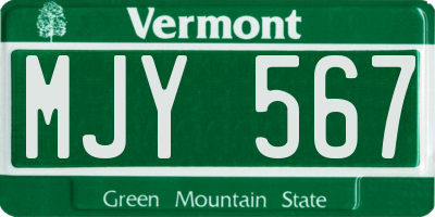 VT license plate MJY567