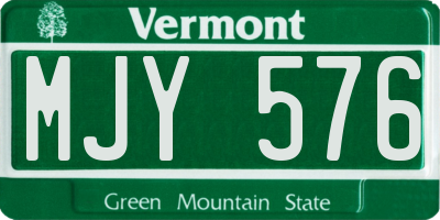 VT license plate MJY576