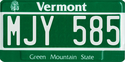 VT license plate MJY585