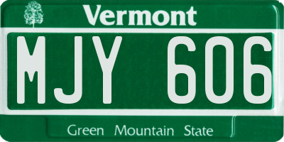 VT license plate MJY606