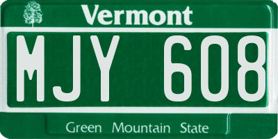 VT license plate MJY608