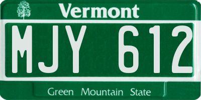VT license plate MJY612