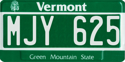 VT license plate MJY625