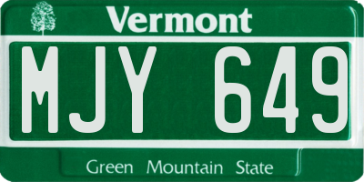 VT license plate MJY649