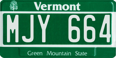 VT license plate MJY664