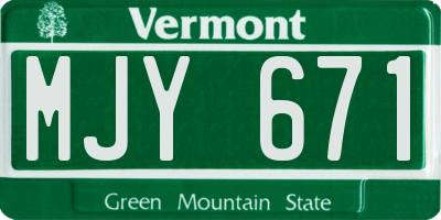 VT license plate MJY671