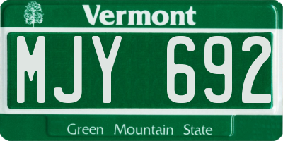 VT license plate MJY692