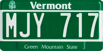 VT license plate MJY717