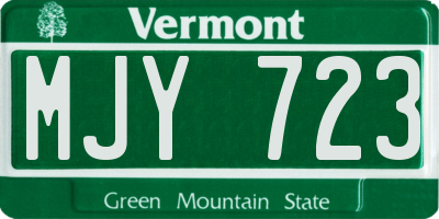 VT license plate MJY723