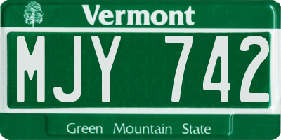 VT license plate MJY742