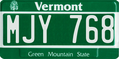 VT license plate MJY768