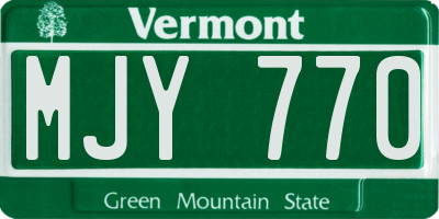 VT license plate MJY770