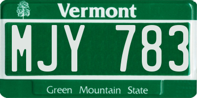 VT license plate MJY783