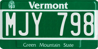 VT license plate MJY798