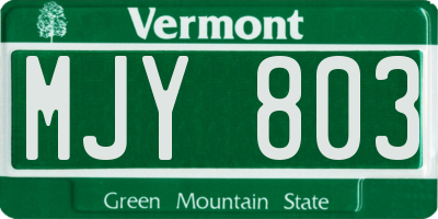 VT license plate MJY803