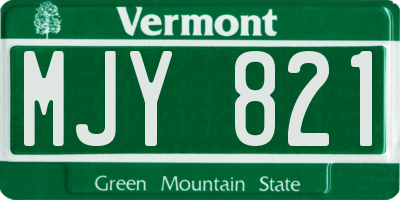 VT license plate MJY821