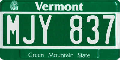 VT license plate MJY837