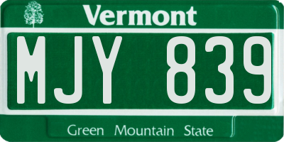 VT license plate MJY839