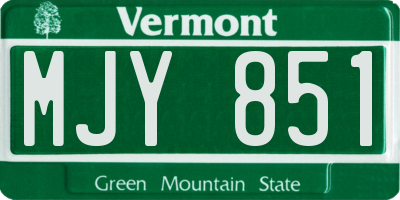 VT license plate MJY851