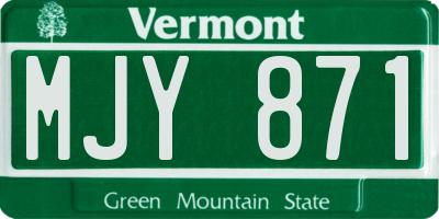VT license plate MJY871