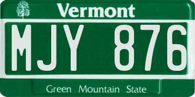 VT license plate MJY876