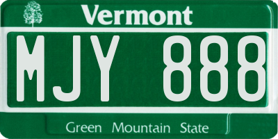 VT license plate MJY888