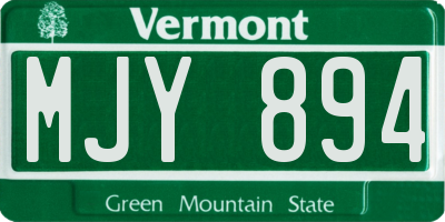 VT license plate MJY894