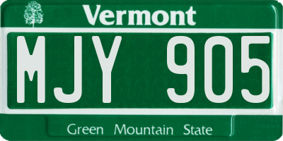 VT license plate MJY905