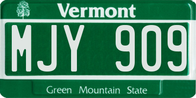 VT license plate MJY909