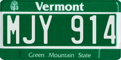 VT license plate MJY914