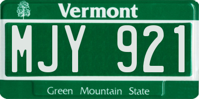 VT license plate MJY921
