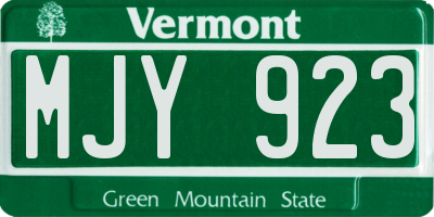 VT license plate MJY923