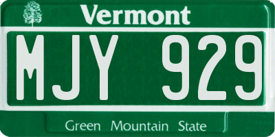 VT license plate MJY929
